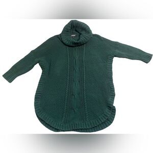 EXPRESS Emerald Green Turtleneck Cable Knit 3/4 Sleeve Sweater